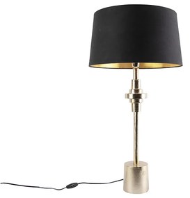 Art Deco tafellamp goud en katoenen kap zwart 45 cm - Diverso Art Deco E27 rond Binnenverlichting Lamp