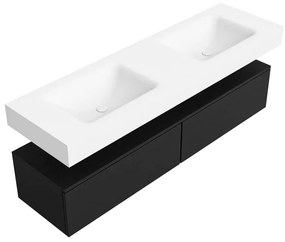 Zaro Alan badmeubel 160cm urban 2 lades met vrijhangende wastafel cloud dubbel 2 kraangaten talc