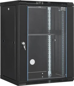 VEVOR 15U wandgemonteerde serverkast, max. vloerbelasting van 227 kg, netwerkrackbehuizing met wielen, afsluitbare deur van gehard glas, Q235 koolstofstaal voor IT-apparatuur en audiovisuele apparaten
