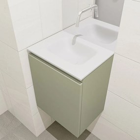 Mondiaz Olan 40cm toiletmeubel army met wastafel talc midden geen kraangat