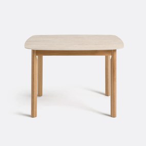 Eettafel, keramiek in travertin en eiken, 4 couverts, SARAUNE
