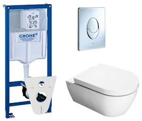 QeramiQ Salina toiletset met inbouwreservoir, closetzitting met softclose en bedieningsplaat chroom 0729120/0729205/sw1271/