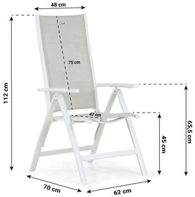 Tuinset 6 personen 240 cm Aluminium/Textileen Wit Hartman Troy/Cervola