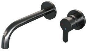 Brauer Gunmetal Edition ColdStart wastafelkraan inbouw gebogen uitloop en rozetten model D1 gunmetal geborsteld PVD