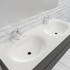 Zaro Sevilla Solid Surface badmeubel 120cm mat antraciet 2 kraangaten dubbele spoelbak 4 lades