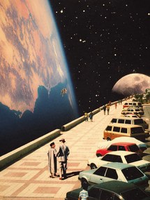 Poster Space Promenade - Retro-Futuristic Collage Art