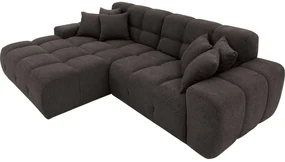 Goossens Excellent Bank Kubus - 40 X 40 Cm Stiksel donkerbruin, stof, 1,5-zits, modern design met chaise longue links