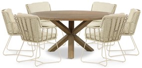 Tuinset 6 personen  Aluminium/rope Taupe 4 Seasons Outdoor Fabrice/Sand