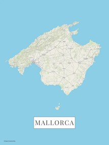 Kaart Mallorca color, (30 x 40 cm)