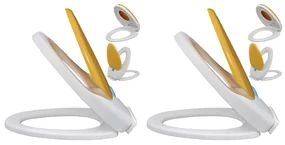 vidaXL Toiletbrillen met soft-close deksels 2 st kunststof wit en geel
