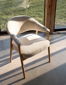 GARDA crème beige (stof Harmony 110) / natuurlijk eiken - GESTOFFEERDE STOEL VOOR WOONKAMER/EETKAMER