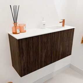 Mondiaz Joya 80cm toiletmeubel walnut met wastafel faye rechts 1 kraangat talc