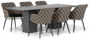 Tuinset 6 personen 220 cm Wicker Zwart Lifestyle Garden Furniture Crossway/Graniet