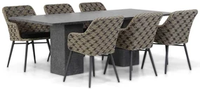 Tuinset 6 personen 220 cm Wicker Zwart Lifestyle Garden Furniture Crossway/Graniet