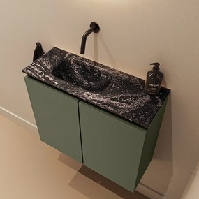 Mondiaz Ture DLux toiletmeubel 60cm army met wastafel lava links zonder kraangat