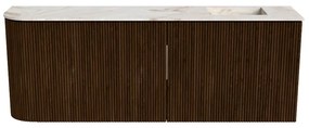 Mondiaz Joya DLux 110cm toiletmeubel ronding links walnut met wastafel faye rechts 1 kraangat frappe