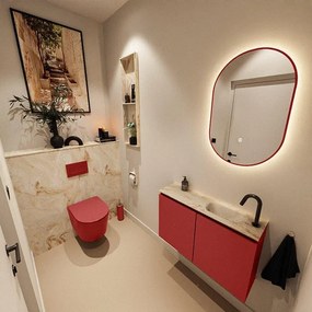 MONDIAZ TURE-DLUX 80cm toiletmeubel Fire. EDEN wastafel Frappe positie rechts. Met 1 kraangat. TUREDX80FIRR1FRA