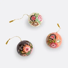 Set van 3 bedrukte kerstballen, Caspar