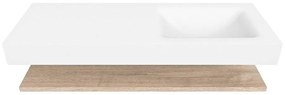 Zaro Alan badmeubel 130cm met planchet washed oak en vrijhangende wastafel cloud rechts zonder kraangat talc