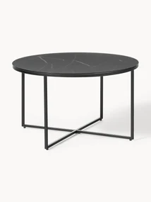 Ronde salontafel Antigua met glazen tafelblad in marmerlook