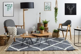 Tapijt BERBER CROSS B5950 grijskleuring / witrand ,  Barber , marokkaanse shaggy
