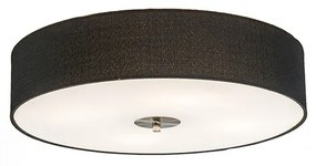 Stoffen Landelijke plafondlamp zwart 50 cm - Drum Jute Landelijk / Rustiek, Modern E27 rond Binnenverlichting Lamp