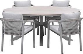 Garden Impressions Tarera tuinset 5-delig dakar sand - Tulli tuintafel 180x115 cm - light teak vironwood