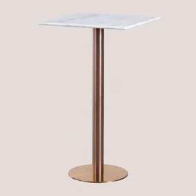 Vierkante Hoge Barkruktafel 60x60 Cm In Cosmopolitan Marmer Wit Marmer & Roségoud - Sklum