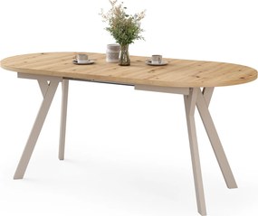 Mazzoni ALMO Artisan Eiken / kasjmier poten - OVALE UITSCHUIFTAFEL 120-220 cm VOOR 10-12 PERSONEN