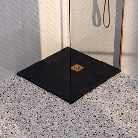 Brauer Asteroid douchevloer 90x90cm mineraalmarmer zwart mat