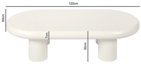Cloud Salontafel Creme Wit - 120 X 60cm.