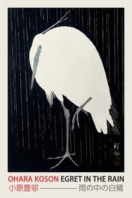 Kunstreproductie Egret in the Rain (Japanese Woodblock Japandi print) - Ohara Koson