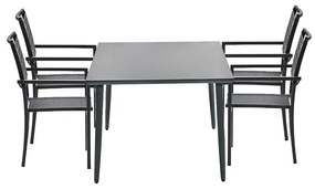 Garden Impressions Tess tuinset 5-delig donker grijs - Senna tuintafel 180x100 cm