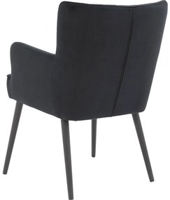 Goossens Eetkamerstoel Rob zwart velvet stof met armleuning, urban industrieel