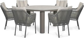 Tuinset Ronde Tuintafel 6 personen 150 cm Rope Grijs  De Laan Projects