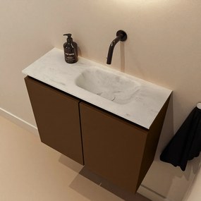 Mondiaz Ture DLux toiletmeubel 60cm rust met wastafel opalo rechts zonder kraangat