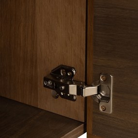 Walnoot Wandkast Met Stoffen Deuren - 80x40x120cm.