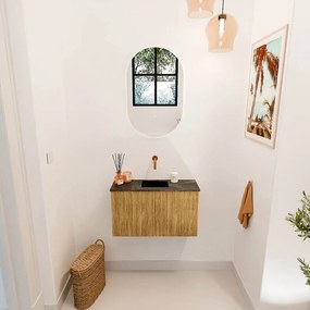 Mondiaz Joya DLux 70cm toiletmeubel oak met wastafel faye midden zonder kraangat lava