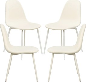 Set 4 White Teok Stoffen Stoelen