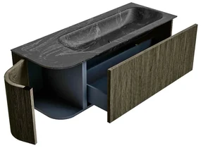 Mondiaz Kurve-dlux 125cm badmeubel ronding links shadow met 1 lade en deur en wastafel big medium rechts zonder kraangat lava