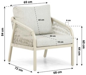 Stoel en Bank Loungeset 5 personen Aluminium/rope Taupe  Lifestyle Garden Furniture Biagio
