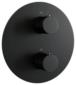 Brauer Black Carving thermostatische inbouw regendouche met staafhanddouche, plafondarm, glijstang en hoofddouche 20cm set 89 zwart mat