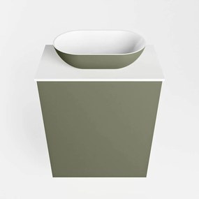 Mondiaz Fowy toiletmeubel 40cm army met legergroene waskom midden zonder kraangat