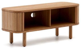 Kave Home Mailen Tv-meubel Hout Met Latjes Schuifdeuren 120 Cm Naturel - 120x40x50cm.