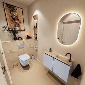 MONDIAZ TURE-DLUX 80cm toiletmeubel Clay. EDEN wastafel Frappe positie rechts. Met 1 kraangat. TUREDX80CLAR1FRA