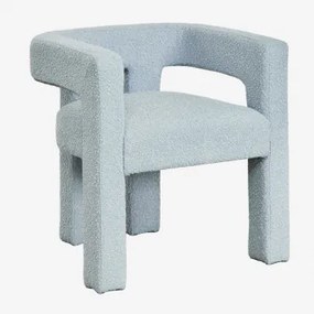 Set Van 4 Gestoffeerde Eetkamerstoelen Liara Met Armleuningen Boucle Blauw – Paradijs Eiland - Sklum