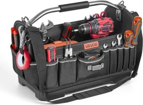 VEVOR Open Gereedschapstas 41x23x32cm, Opbergtas met 14 binnen- en 19 buitenvakken, Waterdichte Polyester Gereedschapsorganizer met Schouderriem en Draaghandvat, Gereedschapstas voor Vaklieden