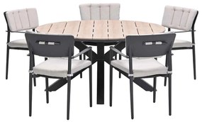 Garden Impressions Dane tuinset 6-delig - Tulli tuintafel Ø148x75 cm - light teak vironwood