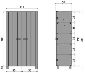 Woood Dennis Stoere Landelijke Kledingkast Zwart - 111x55x202cm.