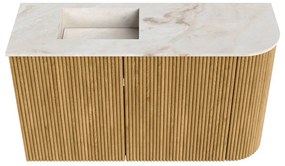 Mondiaz Joya DLux 70cm toiletmeubel ronding rechts oak met wastafel faye links zonder kraangat frappe